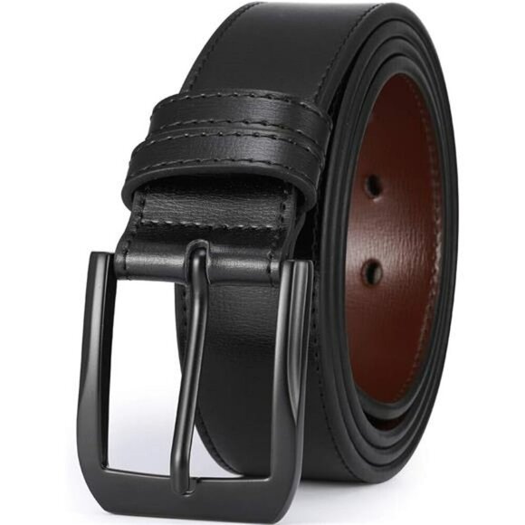 Mens Leather Belt Work Dress Casual Jeans Belt with Alloy Buckle Plus Sizes - Picture 6 of 6